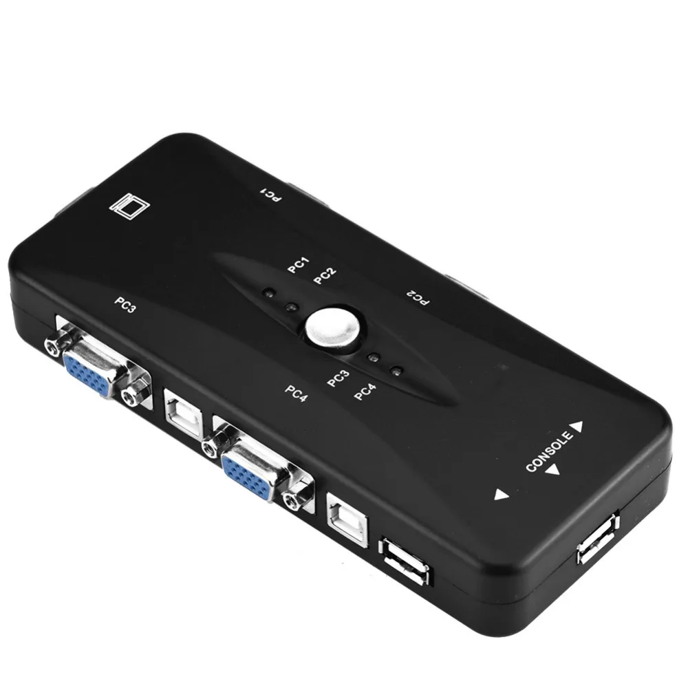 

Надежный 4-портовый KVM-переключатель USB 2.0 с VGA, Plug and Play, ручной переключатель VGA, USB 2.0 KVM VGA-коммутатор для совместного использования клавиатуры