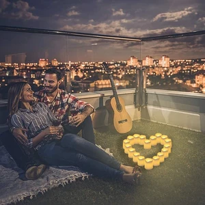 Conjunto de velas LED sem chama criativo, desejando chá luz, vela branca quente sem chama, decoração de Halloween e Natal, 24PCs por conjunto 8 principais vendas vela para mobilete - №4