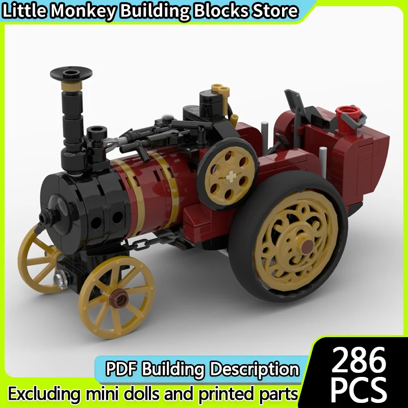 City Car Model MOC Building Bricks Retro Steam Traction Engine Modular Technology Children Holiday Gifts Assemble Toys Suit