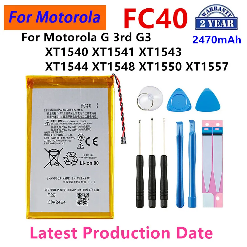 

100% Original FC40 2470mAh Battery For Motorola Moto G 3rd G3 XT1540 XT1541 XT1543 XT1544 XT1548 XT1550 XT1557+Tools