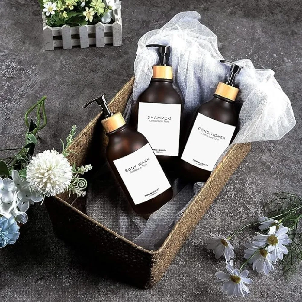 5 Stück 300/500ml Flüssigshampoo-Conditioner-Flaschen Leere Plastik-Apothekerspender Nachfüllbare Lotion-, Dusch- und Handseifenflaschen – Detail 10