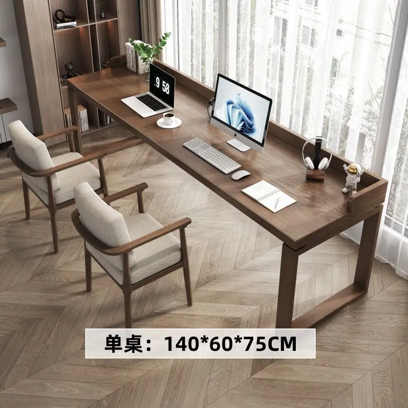 Solid wood long table Double desk Home against the wall Children's study table Bedroom office Writing desk Student