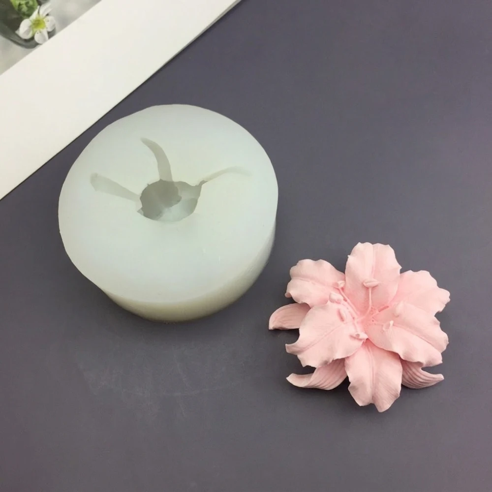 Sakura Lily Silicone Mold Baking Tool Fondant Cake Decor DIY Handmade Soap Candle Plaster Ornament Craft Maker