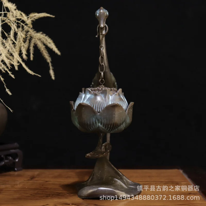 

Alloy Surface Electroplated Red Copper Classic Animal Zen Style Hanging Incense Burner Crane Lotus