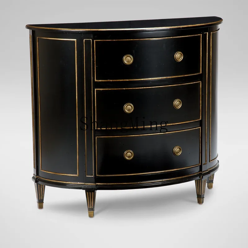 

DHY rural light luxury semi-round solid wood entrance entrance table dining side cabinet living room foyer