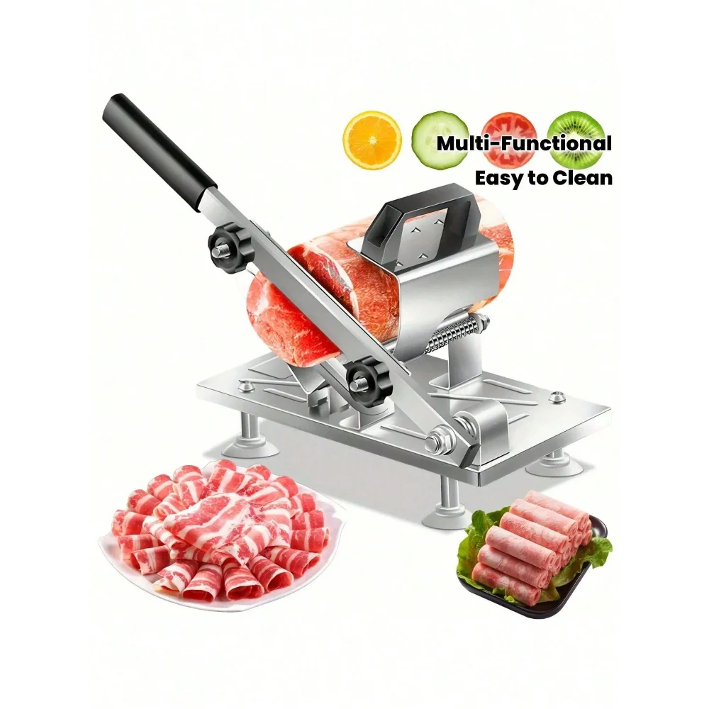 

Senmeo Manual Meat Slicer (Stainless Steel, Multi-Functional), Bone Chopper/Vegetable Cutter For Frozen Beef/Chicken