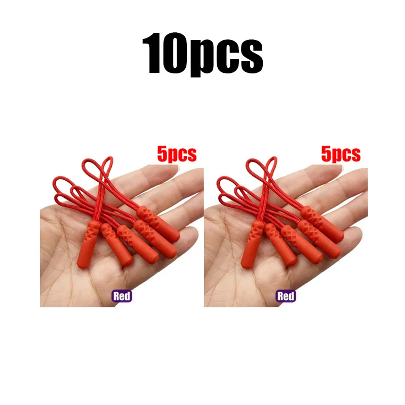 5/10 Stück Reißverschluss-Zippergriffe mit Seilenden, Ersatz-Clips für kaputte Schnallen, Reißverschlusskordel-Anhänger für Reisetaschen, Koffer, Zelte, Rucksäcke