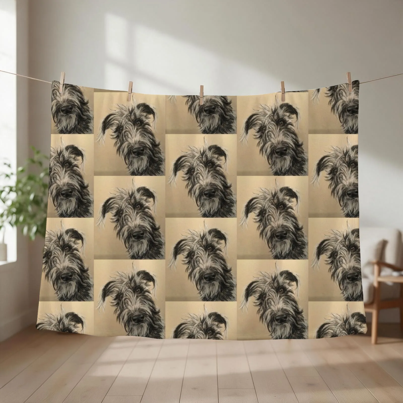 Scruffy Beddy/whippet Lurcher Throw Blanket couch cozy soft plush fuzzy picnic outdoor blanket