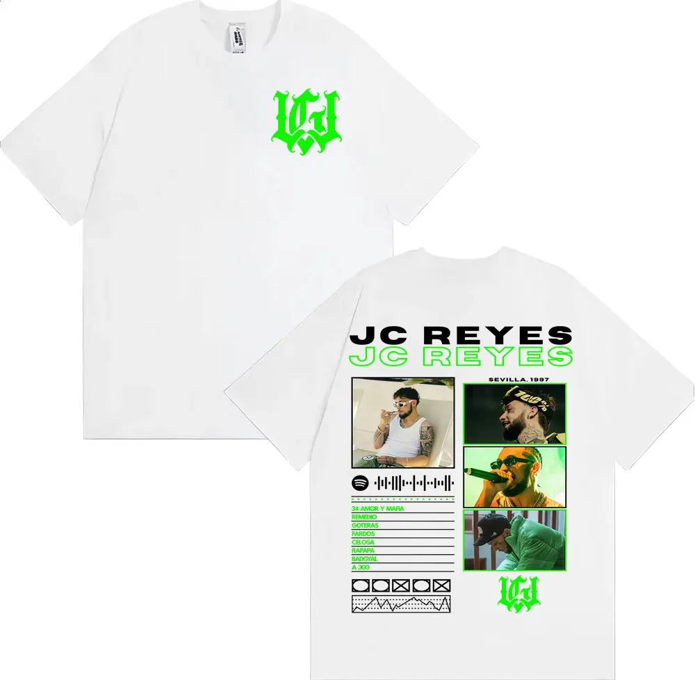 مغني الراب Jc Reyes ألبوم جولة 2025 غطاء تي شيرت الرجال النساء موضة تتجه خمر تي شيرت الصيف بلايز الراحة المتضخم تي شيرت