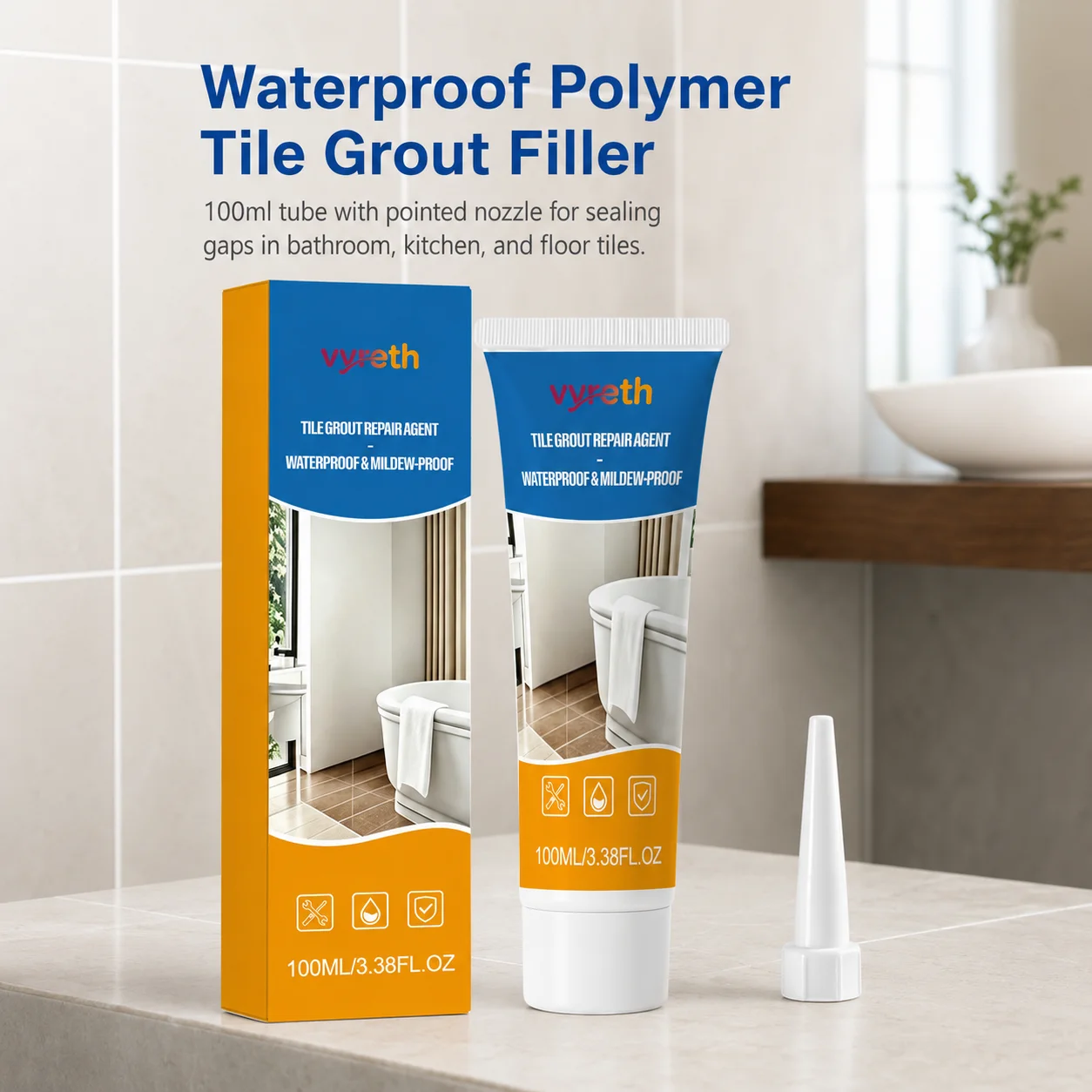 Grout Sealant Waterproof Tile Grout Filler for Bathroom Kitchen Floor Wall Gaps Mold Resistant Repair Paste Durable 100ml