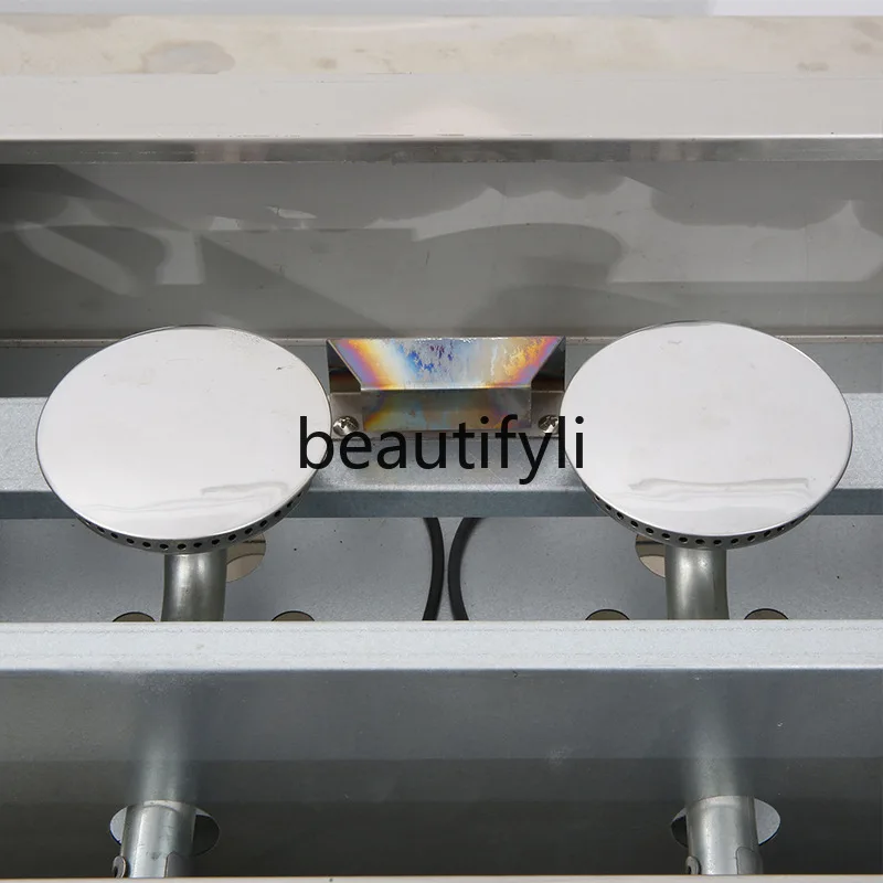 Kompor panggangan gas dua tungku Teppanyaki untuk warung komersial, kompor panggangan listrik untuk barbeque, mesin