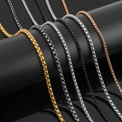 1 Piece Width 2/2.5/3/3.5/4mm Stainless Steel Square Pearl  Chain Figaro Necklace Jewelry for Men Women