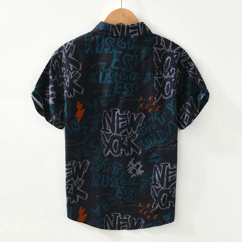 Camisas de manga curta estampadas na praia para homens, roupas finas, streetwear confortável, primavera e verão, novas, CM2060, 2024