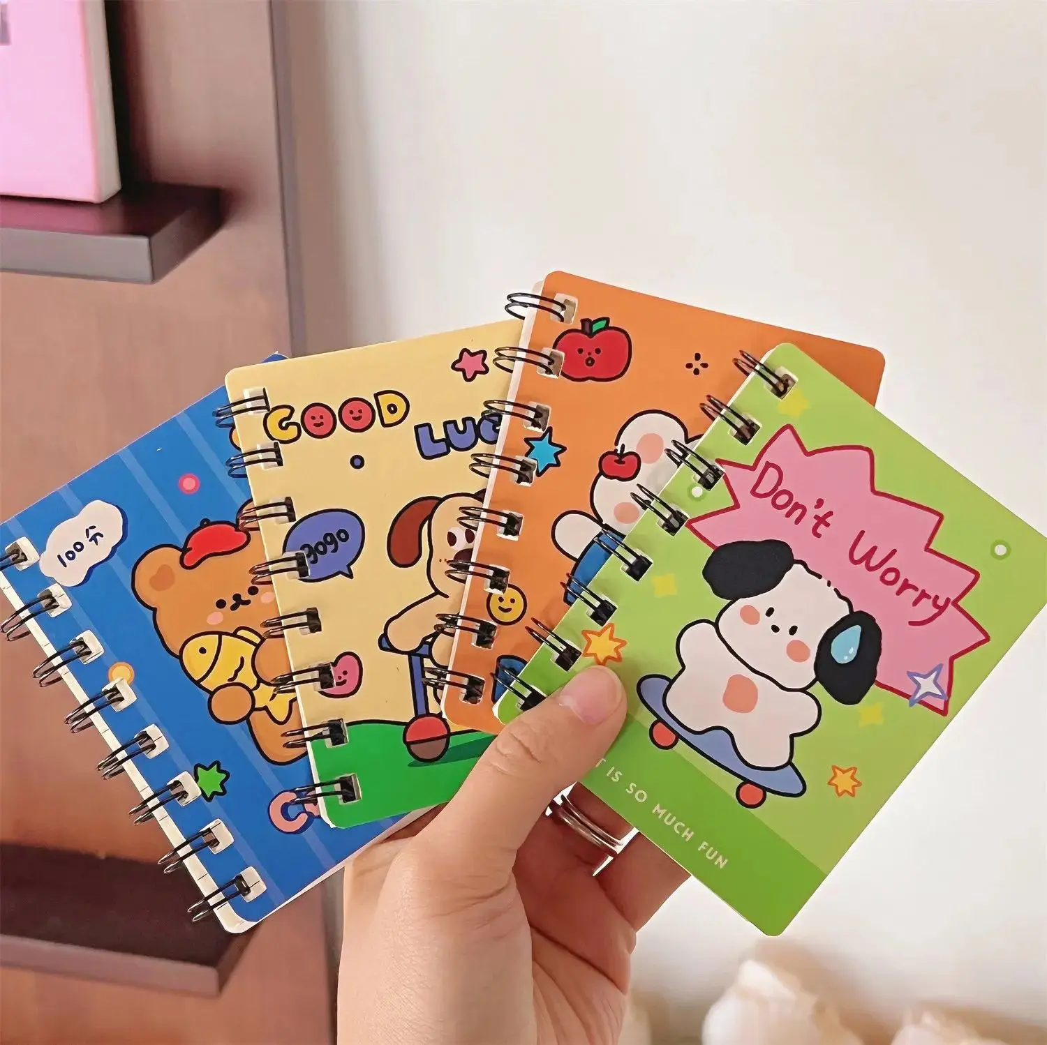 3 books/240 sheets cartoon coil notebook, portable pocket notebook, mini flip memo pad, small note book, ledger