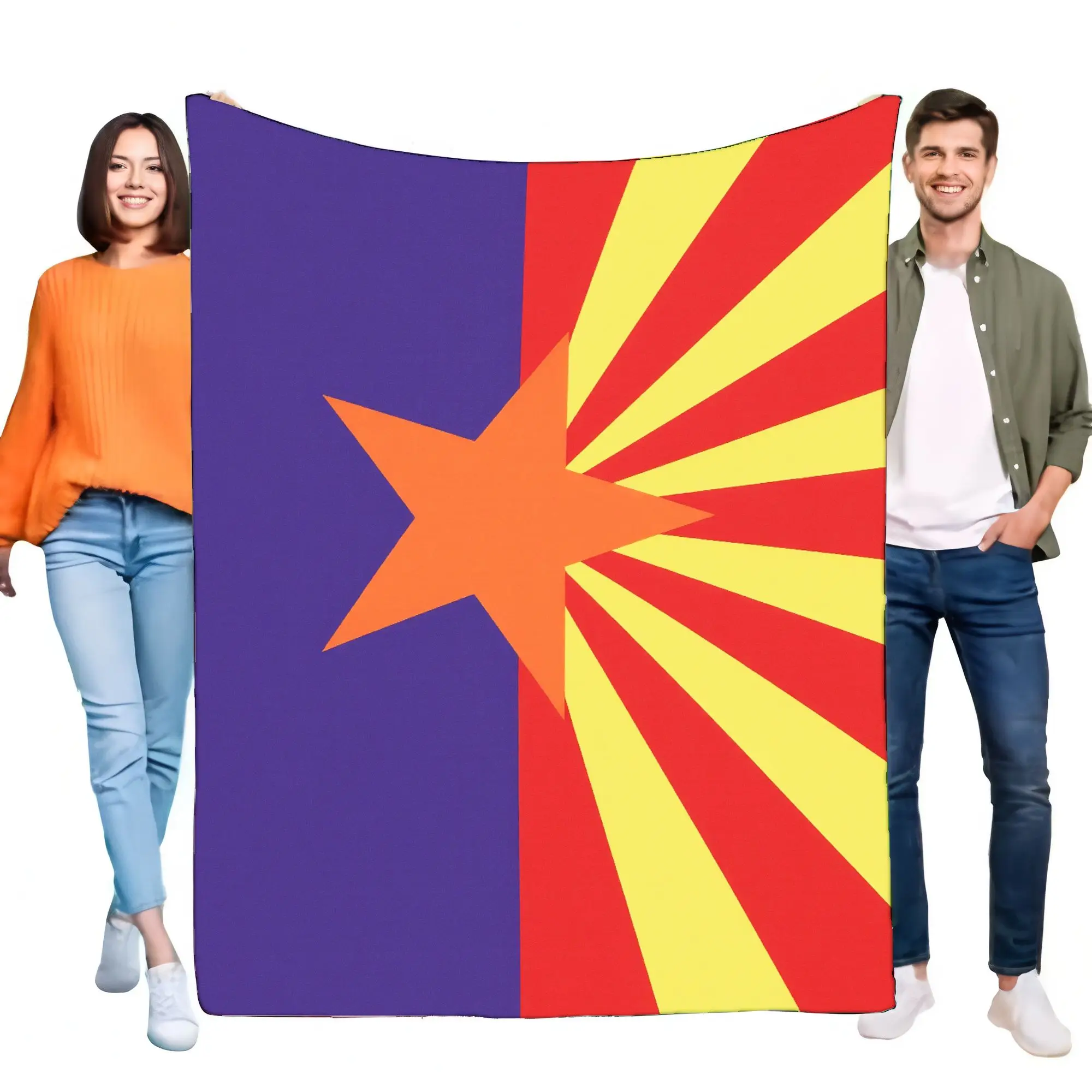 Arizona State Flag Throw Blanket Soft Cozy Fleece Decorative Sofa Cover Lightweight Perfect for Home, Travel or Gift Idea, Vibra