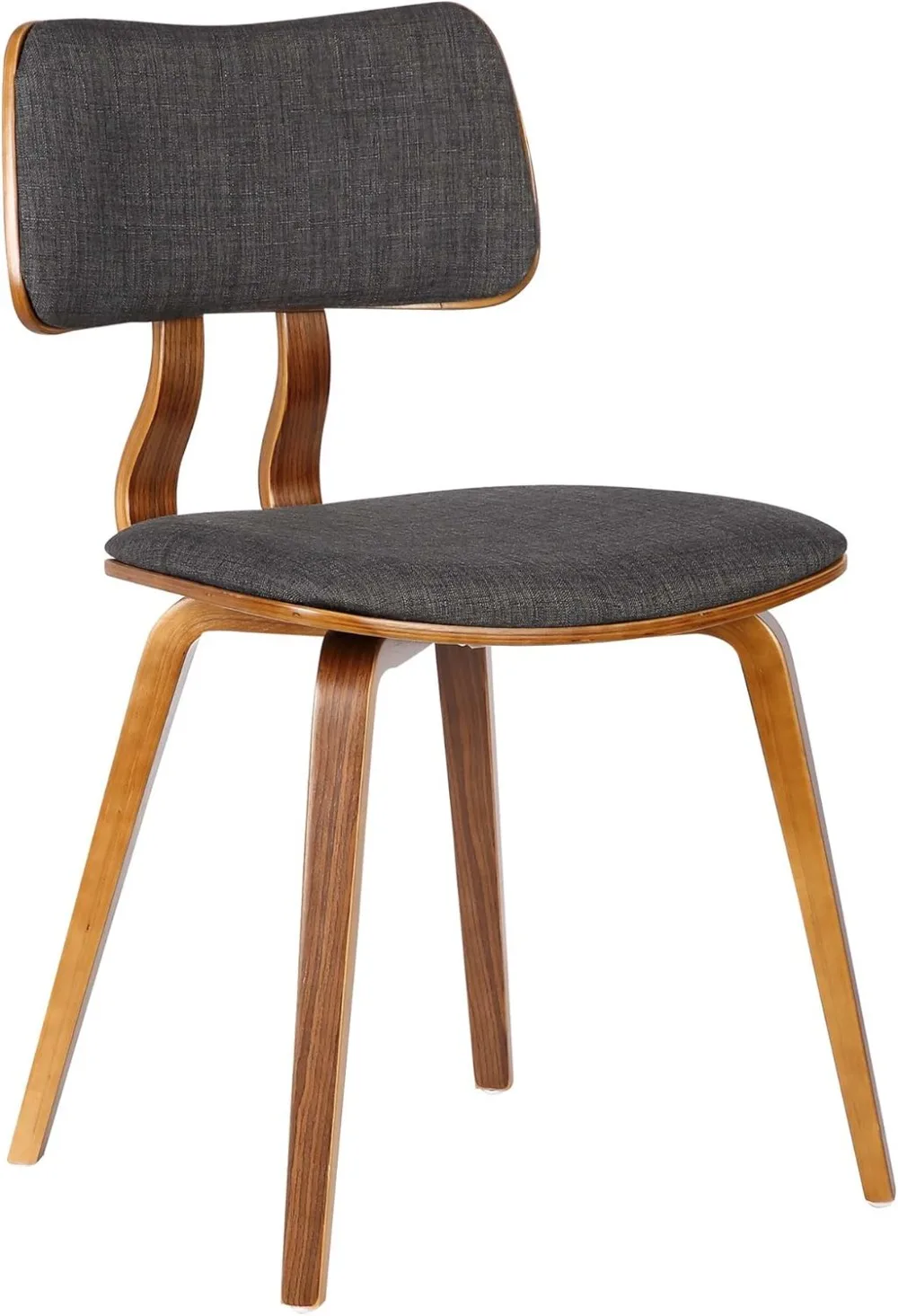 Armen Living Jaguar Dining Chair in Charcoal Fabric and Walnut Wood Finish,Charcoal/Walnut Finish 20D X 18W X 29H In