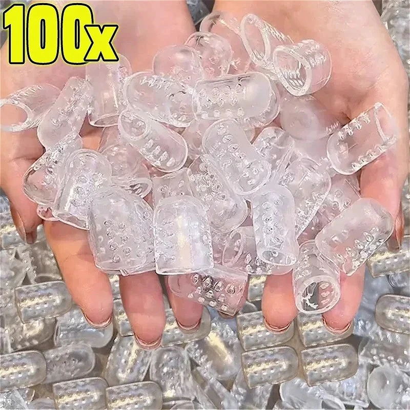 5-100pcs Transparent Silicone Toe Covers Women Gel Little Toes Protector Tube Foot Care Finger Caps Elasticity Prevents Blisters