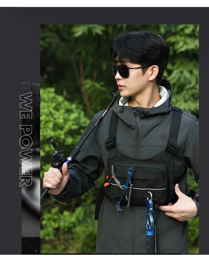 Taktische Brusttasche für Herren, Laufweste, Rucksack, Ausrüstungstasche, Wandern, Radfahren, Outdoor, Camping, Angeln, Jagd, Reisen, Molle-Tasche – Detail 3