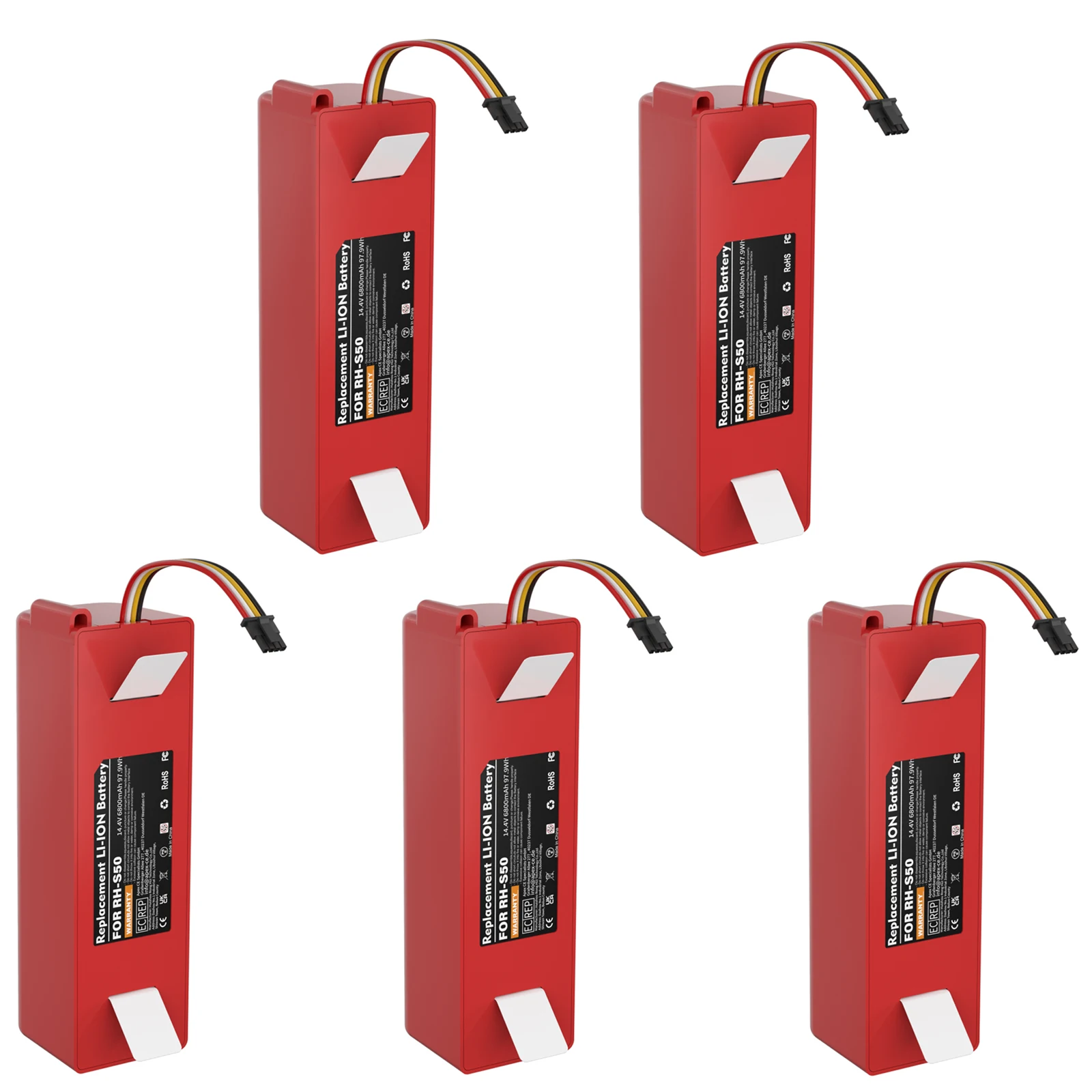 14,4V 6800mAh Ersatzakku für Xiaomi S50, kompatibel mit Roborock S55 S60 S65 S50 S51 S5 1S Staubsauger, wiederaufladbarer Akku