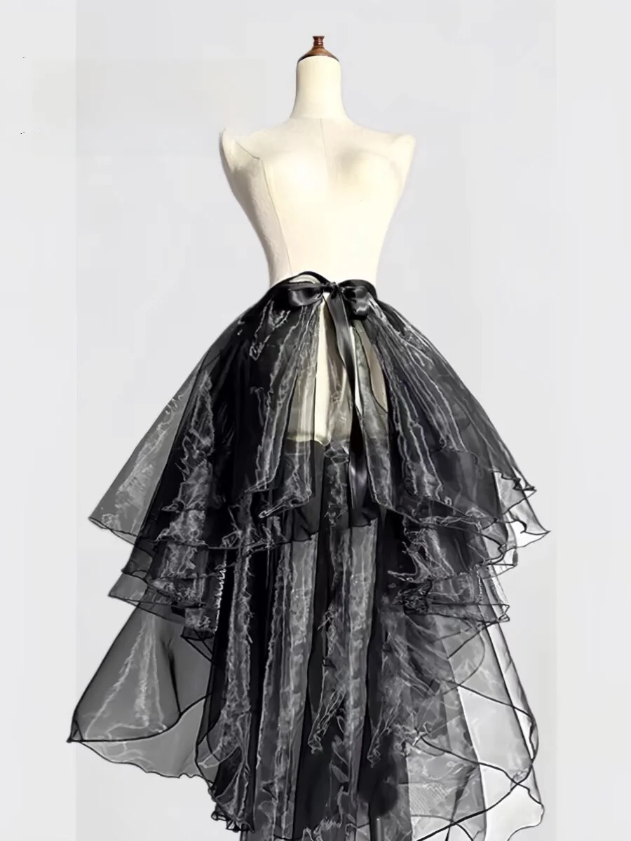 

Ballet Sle Dance Skirt Lolita Glassy Me Apron Mid-Length with Train Ele Flowing Tulle Skirts for Anime Cosplay