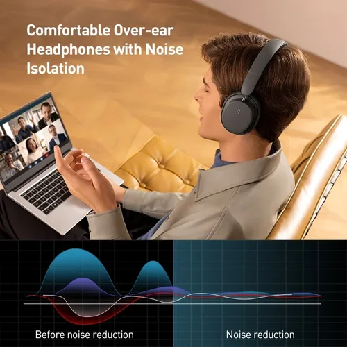 Imagen 2 del producto Baseus Bowie D05 auriculares inalámbricos Bluetooth 5,3 auriculares de nivel HIFI auriculares 40mm controlador plegable sobre la oreja auriculares 70H tiempo