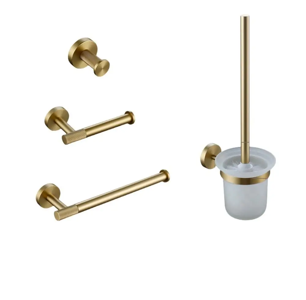 

Набор для ванной комнаты: золотистая рифленая вешалка для полотенец, крючок для халата, держатель для туалетной бумаги, полка для щеток, на заказ