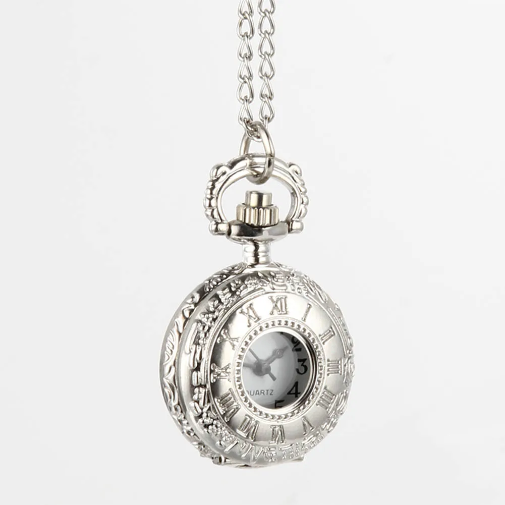 Fashion Vintage Pocket Watch Alloy Roman Number Dual Time Display Clock Necklace Chain Watches Birthday Gifts
