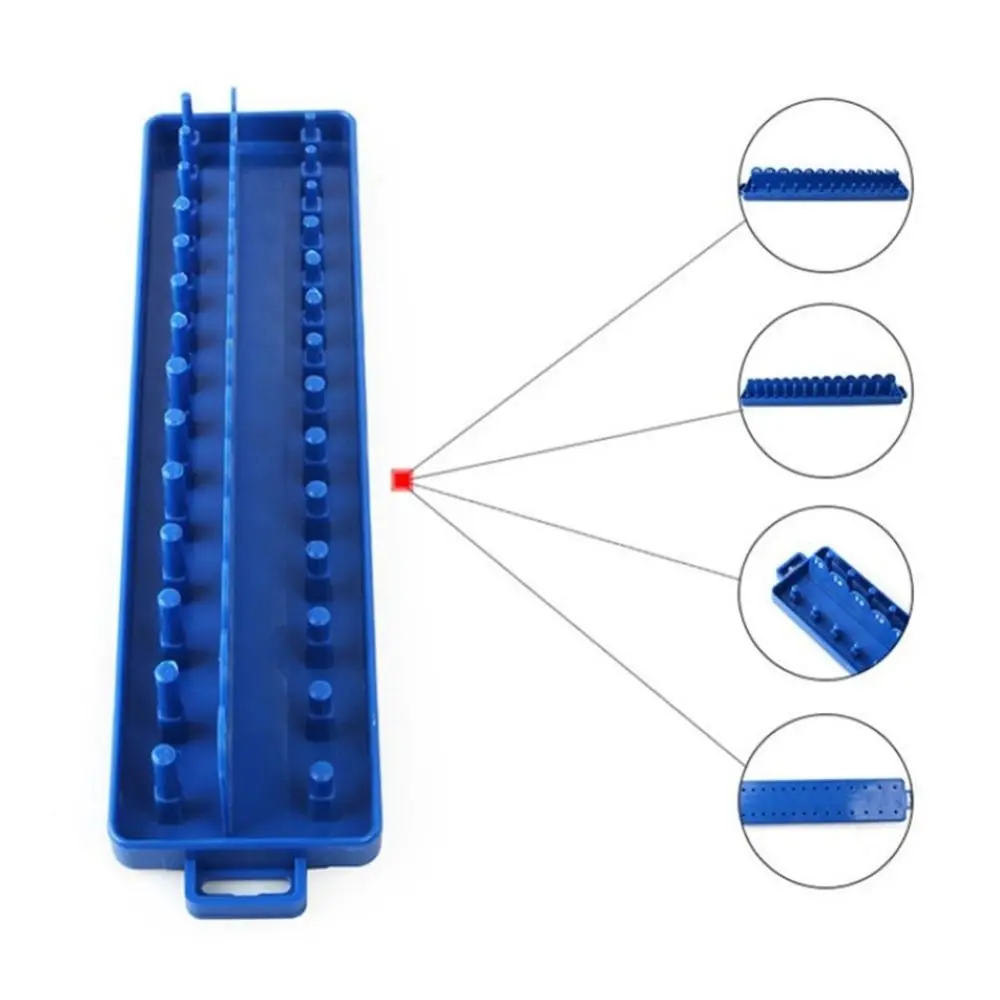 Blue Color Socket Organizer Metric Size Plastic Material Socket Tray Practical Design High Quality Socket Rack Tool Storage