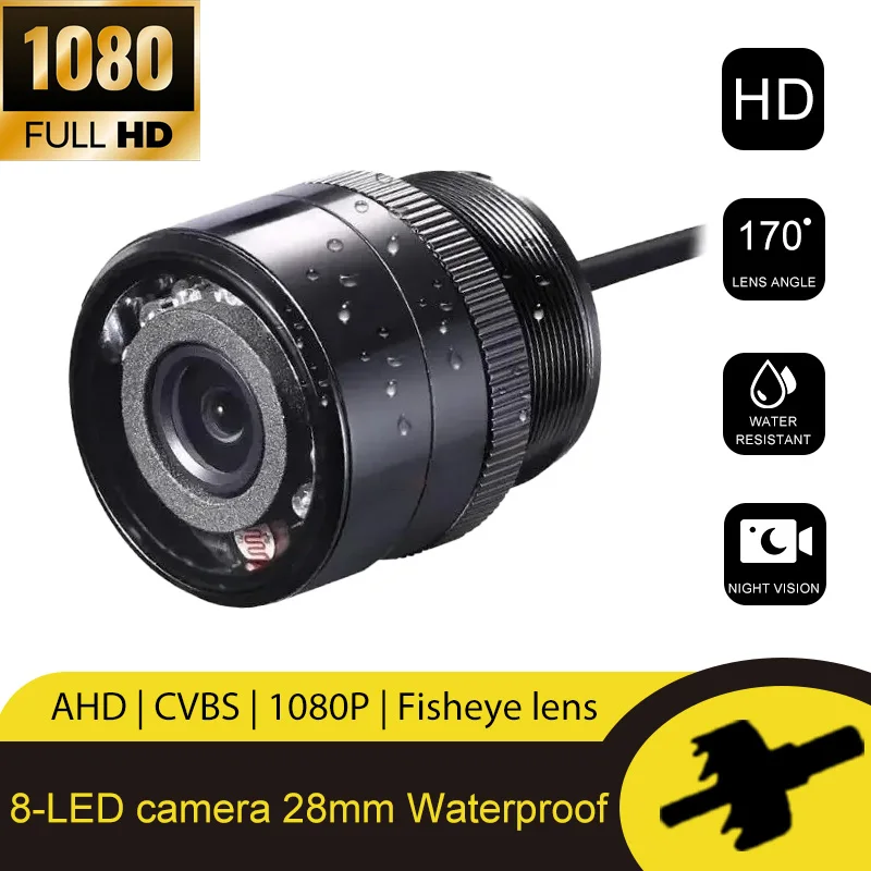 28mm Waterproof CCD Drilling Mount Camera PAL NTSC Auto Switch IR Night Vision Car Reverse Backup Camera
