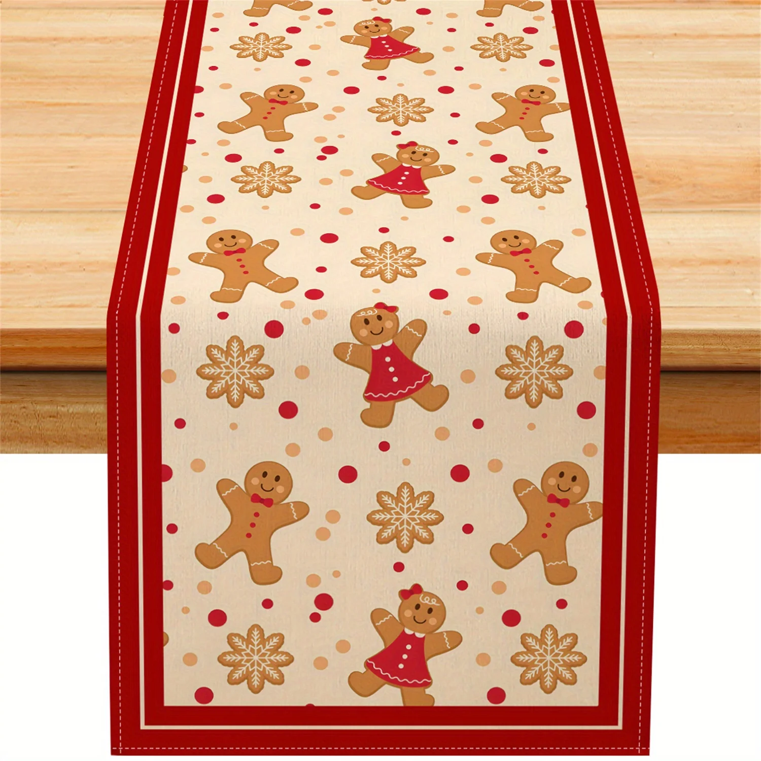 1-Pack Gingerbread Man Christmas Table Runners for Kitchen Tables and Family Celebrations Table Decorations Fall Table Runners