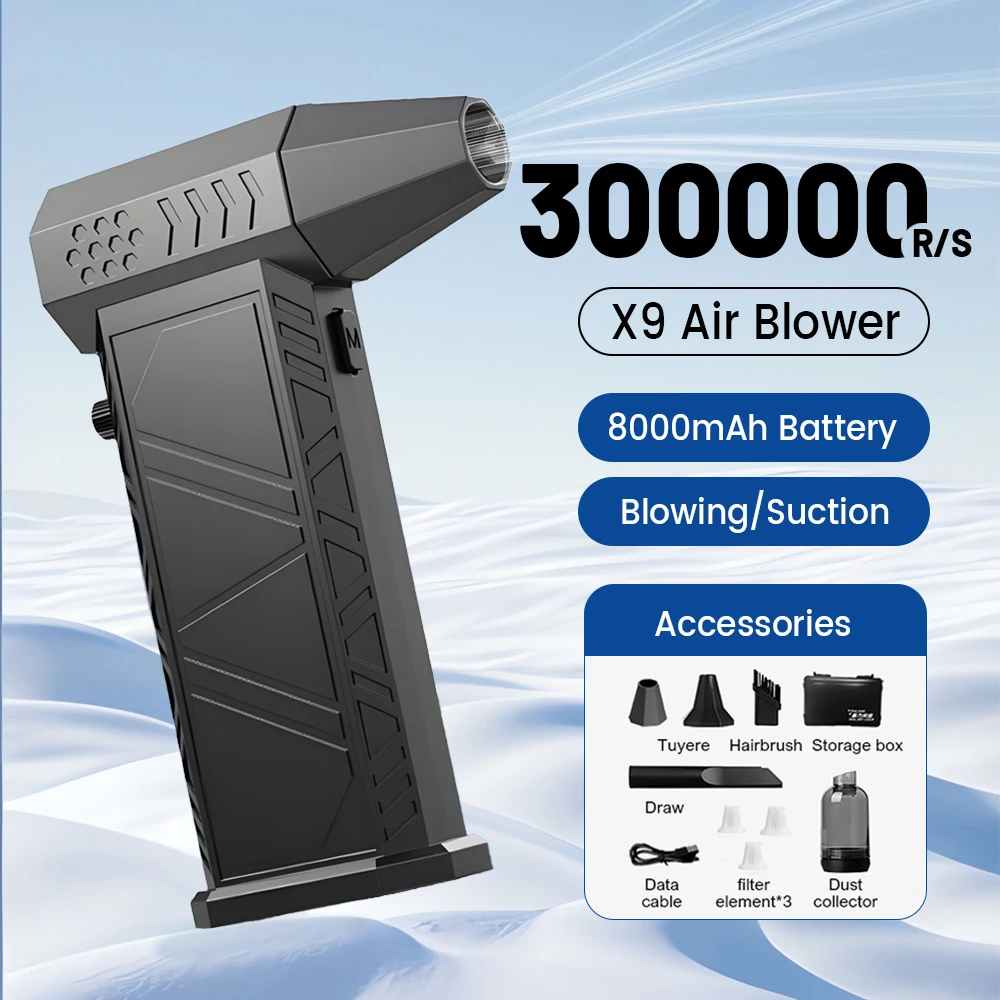 300000 دورة في الدقيقة توربو منفاخ نفاث فراغ مع 3 مرشحات تهب/شفط منفاخ الهواء المحمول تنظيف الكمبيوتر/لوحة المفاتيح إزالة الغبار مروحة تربو