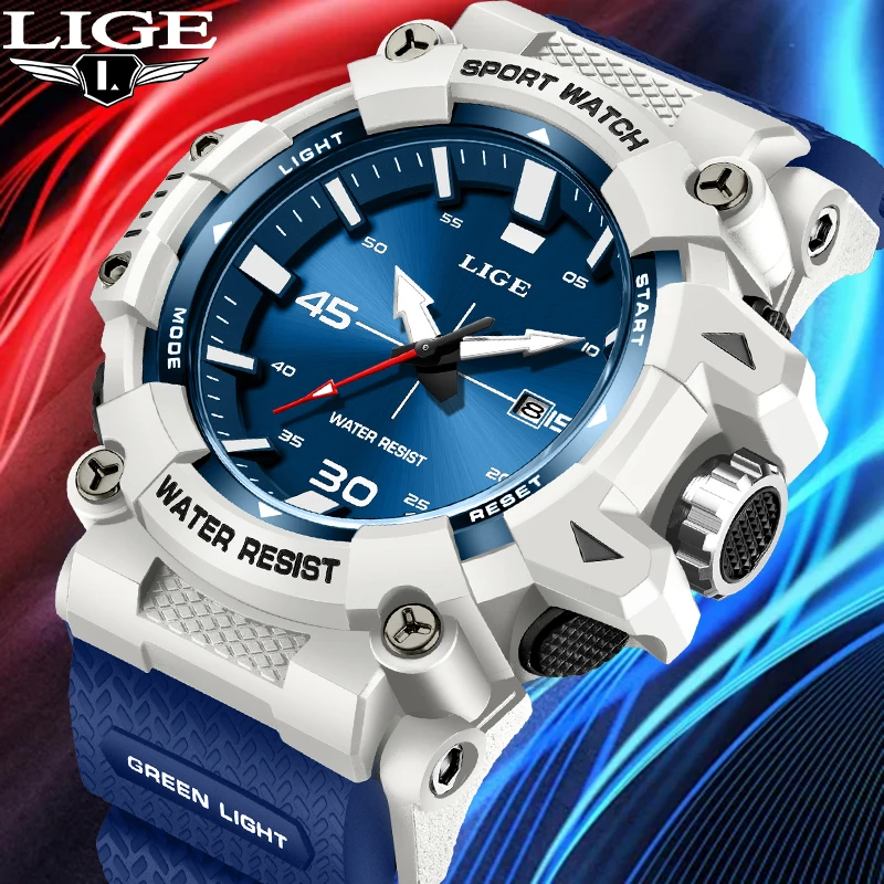

LIGE Design Fashion Simple Quartz Men' Watches Outdoor Casual Sports Auto Date Silicone Waterproof Luminous Wristwatches Clocks