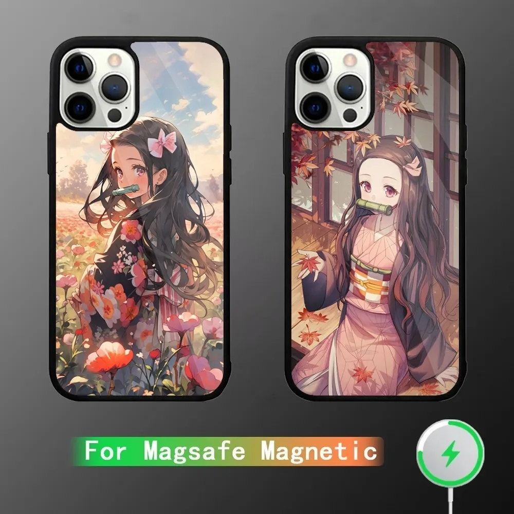 Demon Slayer Kamado Nezuko Phone Case For iPhone 15,14,13,12,11,Plus,Pro,Max Mini Magsafe Magnetic Wireless Charging