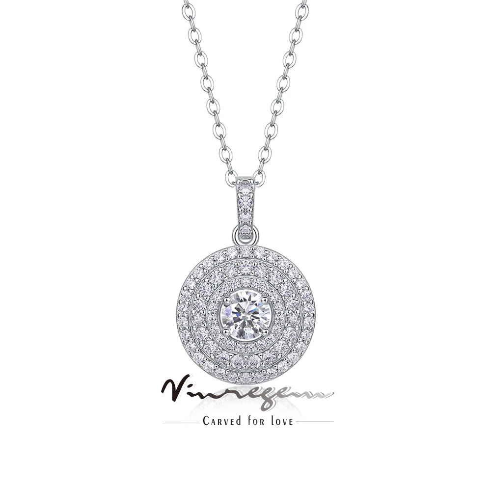 

Vinregem Passed Test 3EX VVS1 D Color 0.5CT Real Moissanite Diamond Pendant Necklace for Women 100% 925 Sterling Silver Jewelry