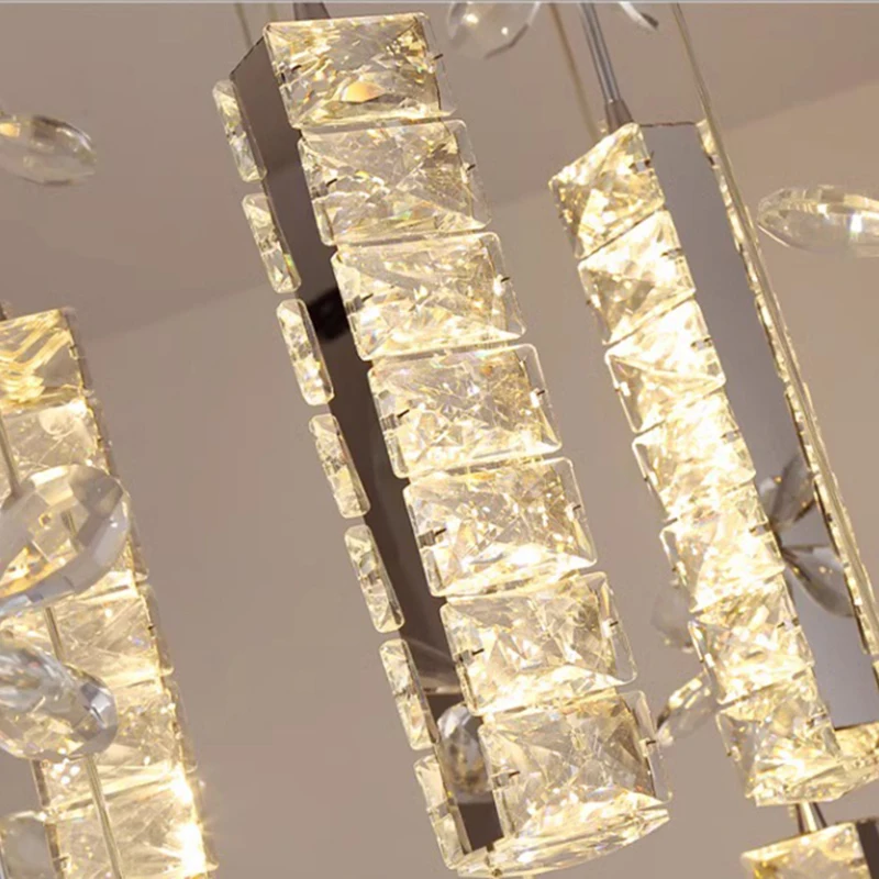 Modern Crystal Chandelier for Home Decoration, Stair Pendant Lamp, Living Room Pendant Lights, Iluminação Interior