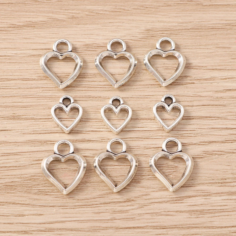 Tusember 30 Stück Legierungsanhänger, Metall-Herzanhänger für DIY, niedliche Ohrringe, Halsketten, handgefertigter Schmuck, Bastelbedarf – Detail 2