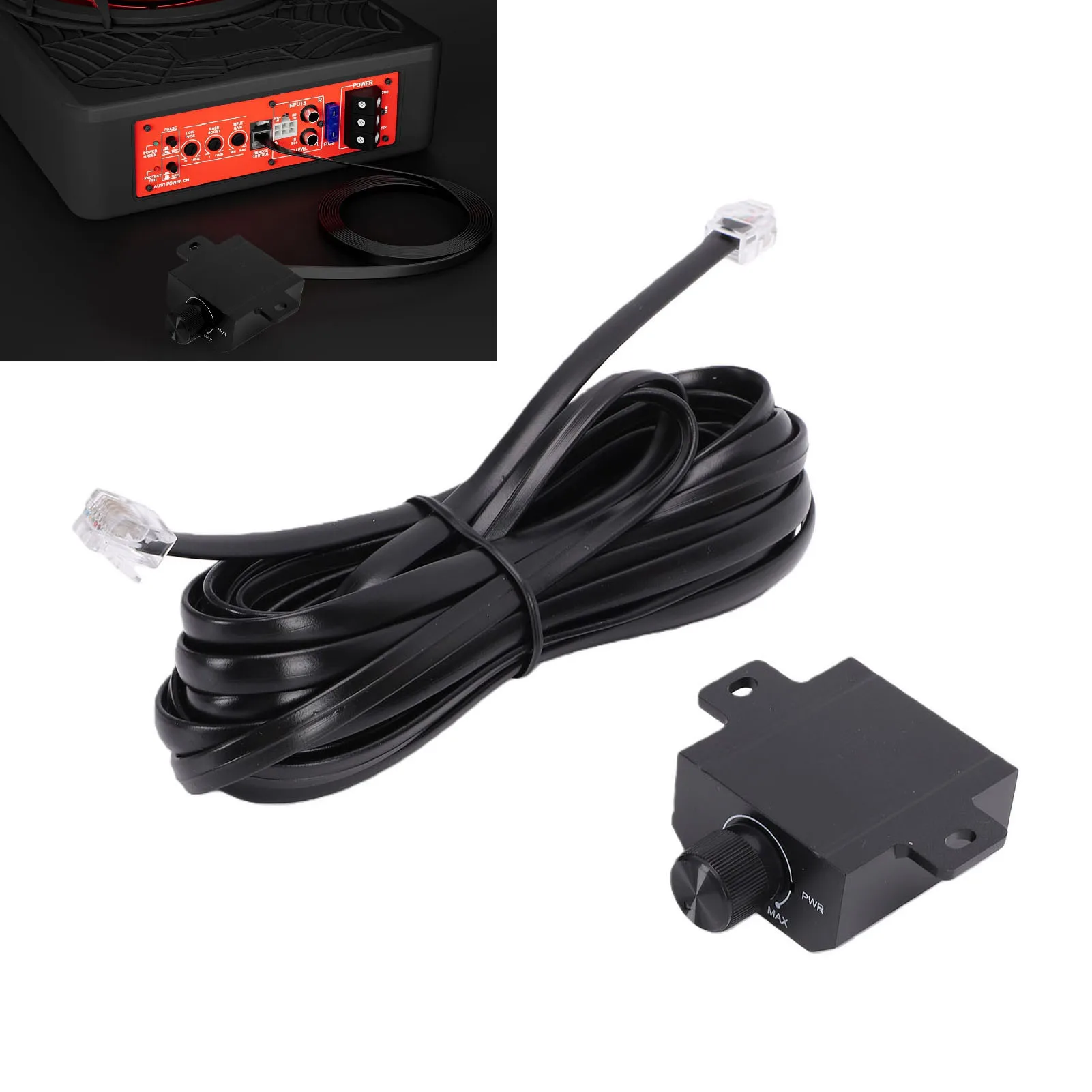 Car Bass Control Knob 6 Pin Universal Subwoofer Volume Knob with 5m Cable for Car Motorcycle Speaker Home Theater