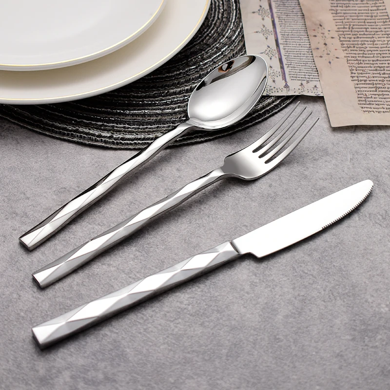 New Luxery Cutlery Set Shiny Dinnerware Set 18/10 Stainless Steel Mirror Silver Flatware Set Drop Shipping