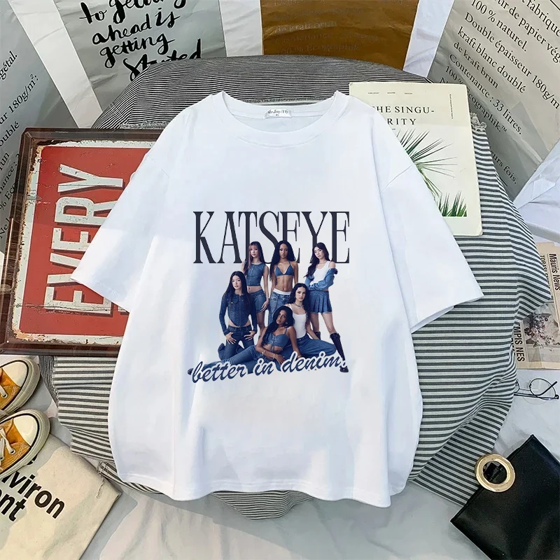 

Fashion K POP K-KATSEYE Adult T-shirt Cute Printed Woman's Short Sleeve Summer Tops Casual Hip Hop Outfit Trendy Birthday Gifts