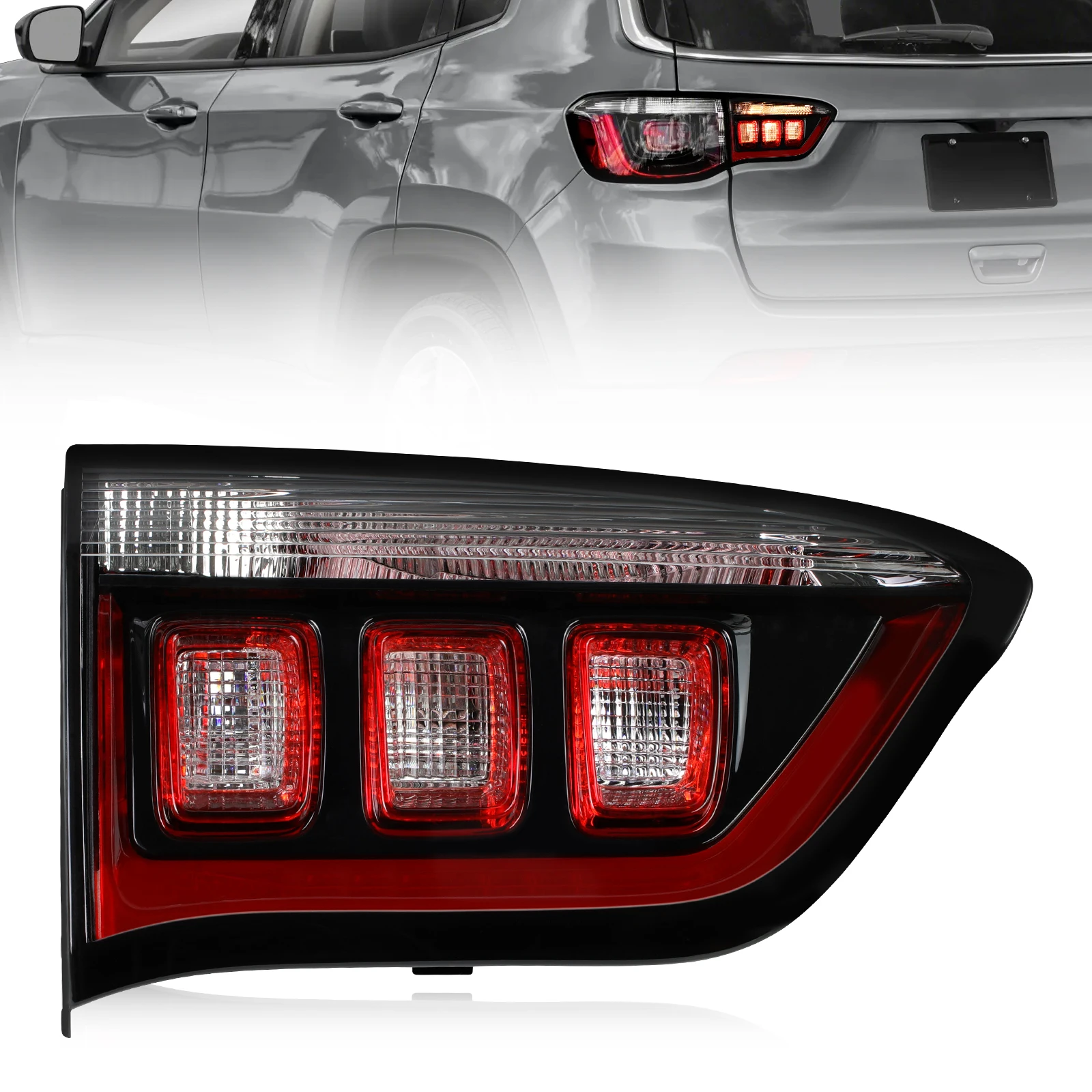 Rear Left LED Halogen Taillight for Jeep Compass 2017 - 2024 Tail Lamp Brake Lamp Assembly CH2802115 55112837AB Passenger Side