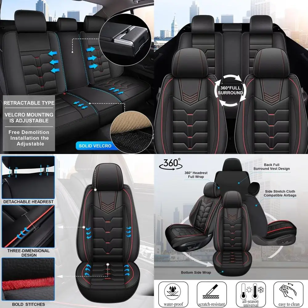 

Car Seat Covers Fit for Nissan Frontier 2009-2025 2026 Full Set Faux Leather Seat Cover 2 Rows 5 Seats Waterproof Seat Cushion P