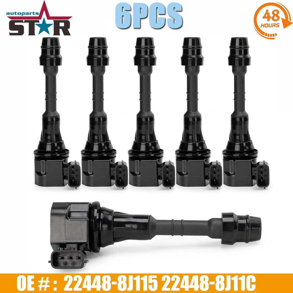 

6X Ignition Coils 224488J11C UF349 22448-8J115 224488J100 For Nissan Altima 3.5 Pathfinder Quest For Infiniti l35 QX4 For Suzuki