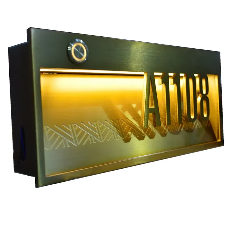Custom Stainless Steel Apartment Door Illuminate Led House Number Door Plate House Numbers
