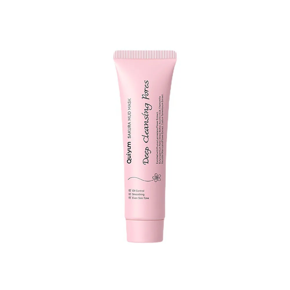 

QUIYUM Cherry Blossom Clay Mask 30g, Deep Pore Cleansing Hydrating Mud Mask for Oily Skin, Wash Off Facial Mask Soft Tube Travel