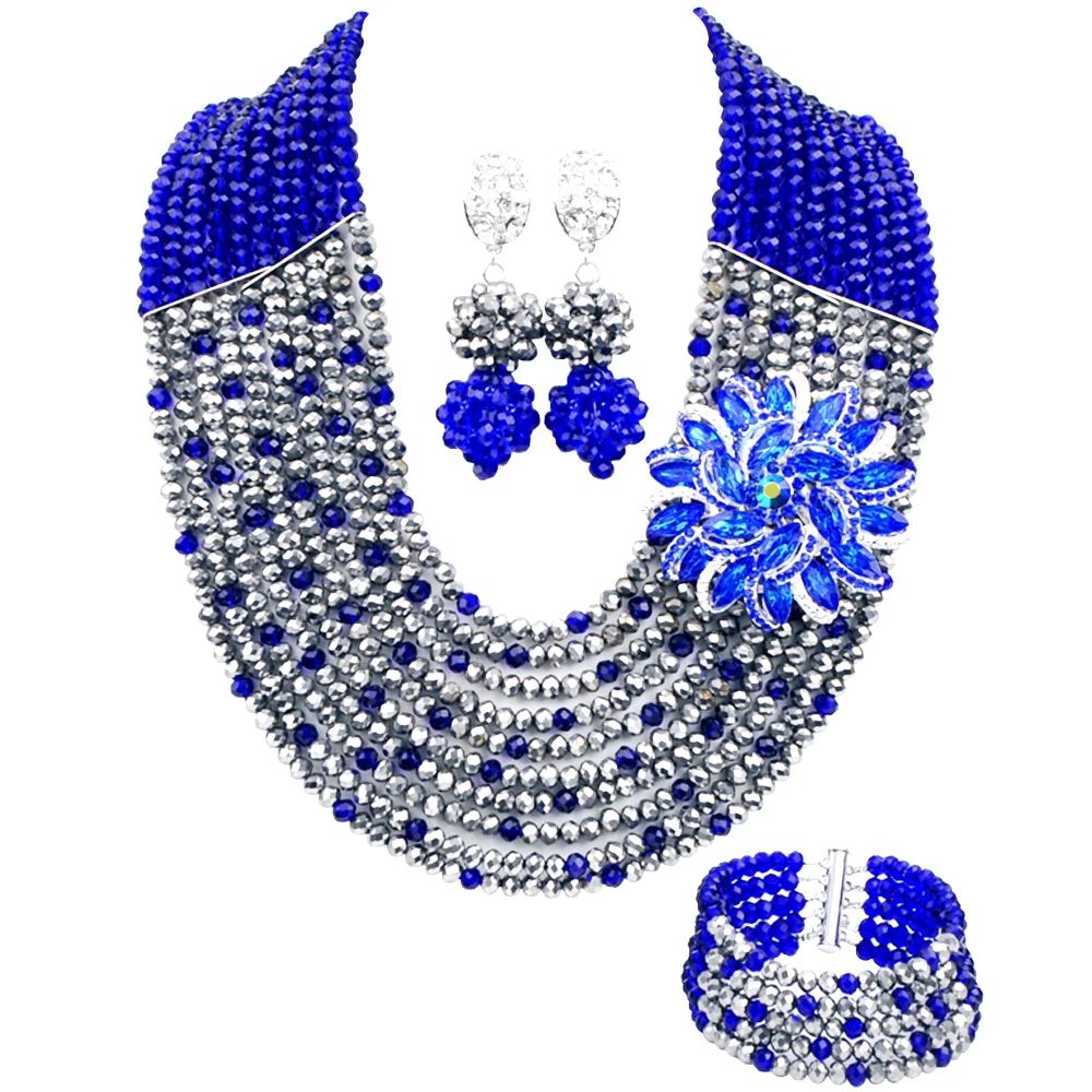 Fashion Crystal Necklace African Beads Jewelry Set for Women