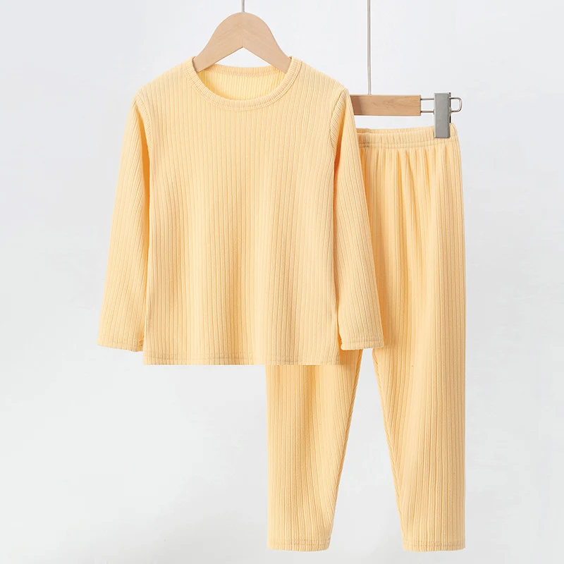 2-Piece الخريف/الشتاء الأطفال 5-color حفرة شريط ملابس اخلية حرارية مجموعة الأولاد تنوعا ملابس المنزل الفتيات ملابس خاصة الحلو