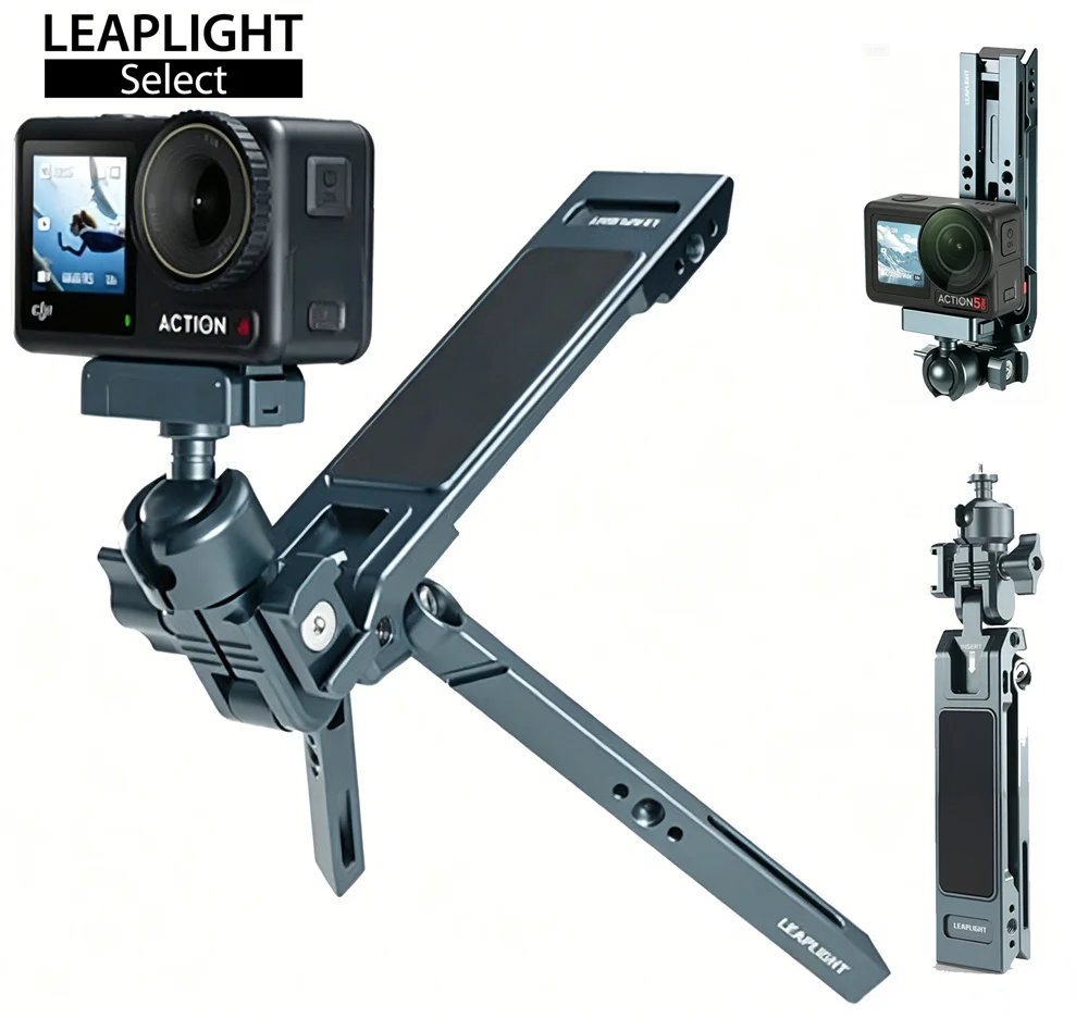 LEAPLIGHT Aluminum Magnetic Tripod for DJI ACTION 5 4 3 Camera Tripod With Arca Swiss+Hook +Cold Shoe Mount for Vlog Photography