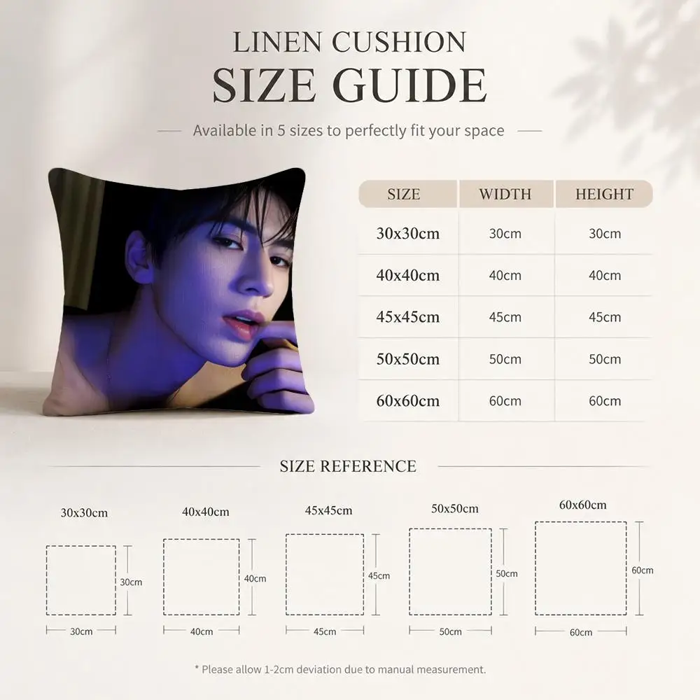 Actor Z-Zhang Linghe Cushion Cover Linen Double-Sided Decorative Sofa Couch Bedroom Living Room Home Decor Pillow Case