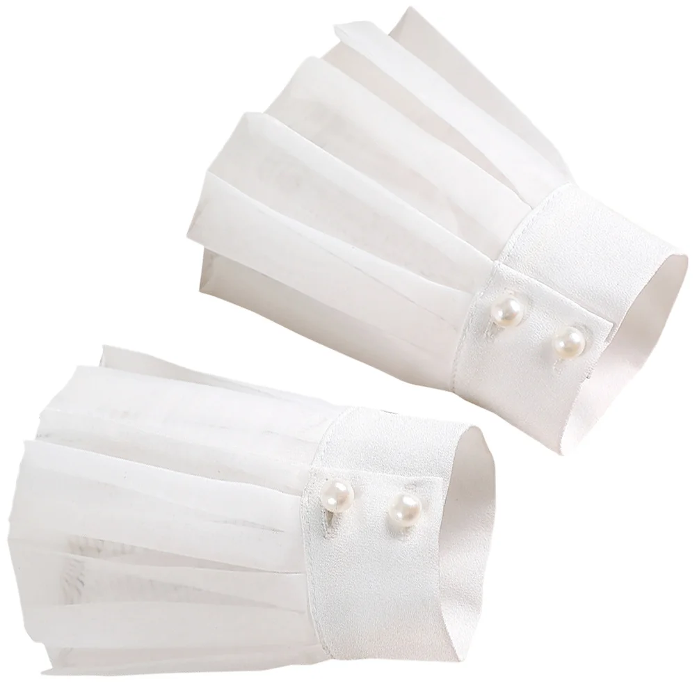 1 Pair Detachable Fake Sleeve Cuffs Chiffon Wrist Cuffs For Women Elegant Dress Accessories False Sleeves Wedding Prom Party