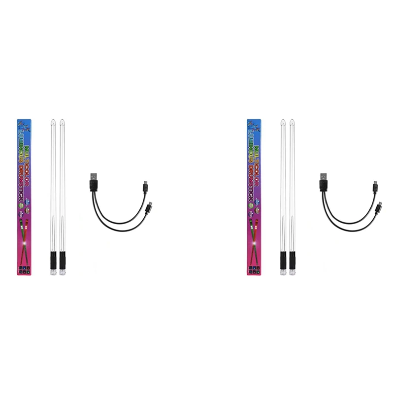 

2X LED Light Emitting Drumsticks 15 Colour Gradient USB Rechargeable+Switch Electronic Drumsticks For Stage Performance